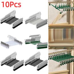 Hangers Racks 10Pcs Metal Trouser Hanger with Adjustable Clip Clothes Hanger Non Slip Pant Hangers Heavy Duty Saving Space Stainless Steels 231205