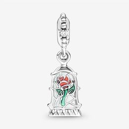 100% 925 Sterling Silver Enchanted Rose Dangle Charm Fit Original European Charms Bracelet Fashion Women Wedding Engagement Jewelr241Z