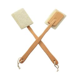 Loofah scrub scrub back massage exfoliator detachable creative long handle solid wood bath body cleanser brush257M