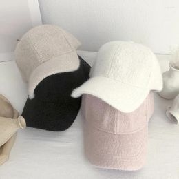 Ball Caps Versatile Baseball Cap Female Autumn And Winter All Match Plush Hat Suitable For Face Big Solid Color Casquette