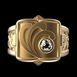 New Product Ring Hip Hop Punk 18K Gold Plated Men's Rings European and American Box Flip Ring Fashion Jewellery Supply198D