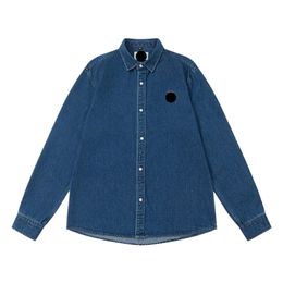 Amis Designer Shirt Top Quality New Early Autumn Denim Shirt Classic Love Embroidered Collar Couple Shirt Spring And Autumn Loose Long Sleeved Coat