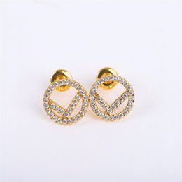 Fashion gold Stud earrings aretes for lady Women Party wedding lovers gift engagement Jewellery for Bride with box NRJ241p