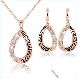 Earrings Necklace Bridesmaid Jewelry Set Wedding 18K Gold Party Sets Drop Delivery Dhs2H