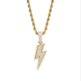 Lced Out Bling Light Pendant Necklace With Rope Chain Copper Material Cubic Zircon Men Hip Hop Jewelry locket necklaces for women251A