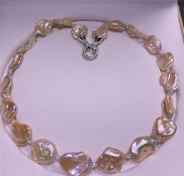 Chains HABITOO Natural 16-20mm Pink Baroque Freshwater Pearl Necklace 18inches Gorgeous Fine Jewellery For Women Charming Gifts