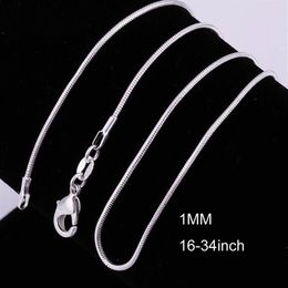 Whole 16-34 Inches 20PCS Snake Necklace Chains 1MM 925 Sterling Silver Findings DIY Jewelry 322A