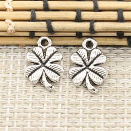 200Pcs alloy four Leaf clover Charms Antique silver Charms Pendant For necklace Jewelry Making findings 17mm2403