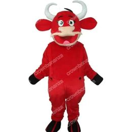 2024 Adult Size Red Cows Mascot Costumes Halloween Cartoon Character Outfit Suit Xmas Outdoor Party Festival Dress Promotional Advertising Clothings