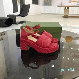 luxury designer Mary Jane womens summer thick heels sandals one-line buckle waterproof platform thickf soled shoe retro