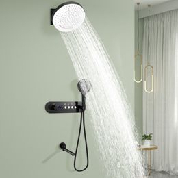 Wall Mount 320*320mm Rain Shower System Concealed Panel Wall Waterfall Thermostatic LED Digital Shower Sets