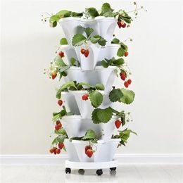 PP Three dimensional Flower Pot Strawberry Basin Multi layer Superimposed Cultivation Vegetable Melon Fruit Planting Y200723233s