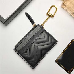 Designer Card Holder Zig Zag Women Cards Holders High Quality PU Leather Mini Wallet Coin Purse Fashion Key Chain Bag Letter Small263V