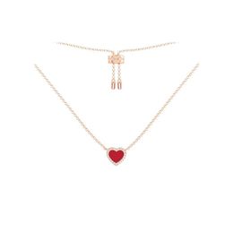 Designer Heart Love Necklace For Women Stainless Steel Accessories Zircon Green Pink Hearts chain for Womens Jewelry Gift330v