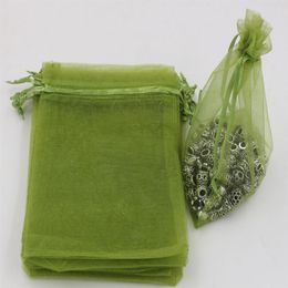 100Pcs Army Green Organza Jewelry Gift Pouch Bags For Wedding favors beads jewelry 7x9cm 9X11cm 13 x 18 cm Etc 365285H