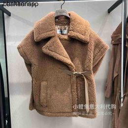 Luxury Wool Alpaca Coat Coat Maxmaras Same Material Maxmara new short waistband women's vestNMR7
