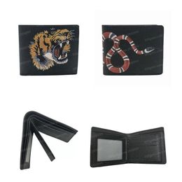 Fashion Men Animal Short Wallet Leather Black Snake Tiger Bee Wallets Women Purse Wallet Card Holders Purses With Original Box JN8277I