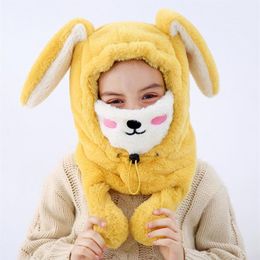 Winter Kids long rabbit ear hat Children Plush Thicken warm Ears Muff Boys Girls mask trapper hats A53123452
