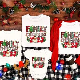 Family Matching Outfits Christmas Crew Tshirts Adult Kids Tshirt Baby Rompers Father Mother Daughter Son 231204