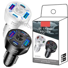 Fast Quick Charing 53W PD Car Chargers 4Usb Ports USB C Car Charger Power adapters PD20W For IPhone 12 13 14 15 Huawei htc M1