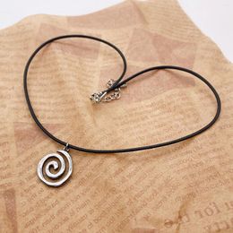 Pendant Necklaces Vintage Spiral Vortex Hand-woven Leather Rope Necklace For Women Unisex Boho Creative Fashion 2023 Y2K Jewelry