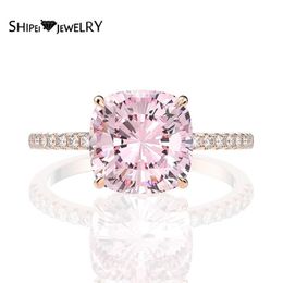 Shipei 925 Sterling Silver Radiant Pink Greated Moissanite Diamonds Gemstone Wedding Fine Jewellery Engagement Rose Gold Rings J0112258D