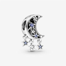 Star & Crescent Moon Charms Fit Original European Charm Bracelet Fashion Women Wedding Engagement 925 Sterling Silver Jewelry Acce245C