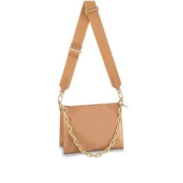 Top Quality M57791 Vuittamins Cross Body Bag Coussin PM in Camel And Blue WOMEN Thick Chain Handbags Shoulder Bags Size 26 20 12cm238u