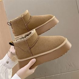 Boots Winter Women Short Plush Warm Snow Boots Casual Shoes Suede Fur Chelsea Ankle Boots Flats Platform Ladies Shoes Botas 231122