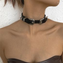 Chains Retro Heavy Industry Beam Neck Leather Necklace Collar Metal Buckle Punk Exaggerated Men's Ladies Accessories Gift