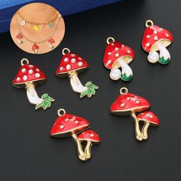 Charms 10Pcs Colourful Alloy Drop Oil Mushroom Flower Pendant Cute Plant Jewellery Making Earrings Necklace Accessories WholeChar221v