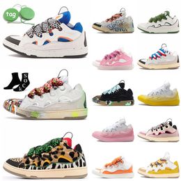 aaa+Quality Top Graffiti Designer lavins shoes Lace up Woman Platform Lavin Leather Curb Sneaker Embossed Mother Child Nappa Calfskin Double Mesh Platform Trainers