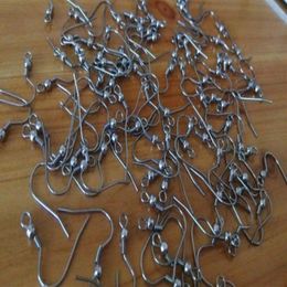 whole 500pcs Fashion Jewelry finding Surgical Stainless Steel Ear Wires Hooks -with Bead Coil Earring Findings Silver tone D305V