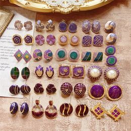 Charm Handmade Purple Earrings Women Trendy Baroque Hanging Big Statement Bridal Party Jewellery Gift 231205