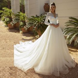 Newest Glitter Wedding Dresses 2024 Beading Sequin Ball Gown Bridal Gown High Collar Long Sleeve Vestidos De Novia Custom Made