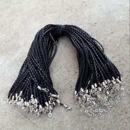 18'' 20'' 22'' 24'' 4mm Black PU Leather Braid Necklace Cords With Lobster Clasp For DIY C232R