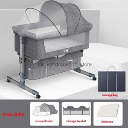 Baby Cribs Free Return Rocking bed Free Shipping Washable New Born Bed Portable Removable Crib Adjustment Big Bed Foldable Cradle Q231205