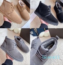 Boots Neumel Chucka Boot Brand Men Womens Chesut Chukka Soft Ankle Boots Shearling Fur Wool Winter Snow Shoes Lace