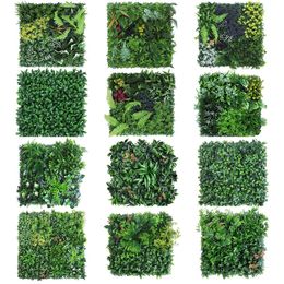 Christmas Decorations Artificial Grass Wall Backdrop Fake Flower Plant Panels Hedge Screen AntiUV Home Garden Wedding Decor 50x50cm 231205