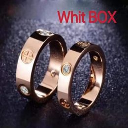 With BOX 4mm 6mm titanium steel nails Screwdriver love ring mens and women rose gold Jewellery for lovers couple rings gift size 5-1256E