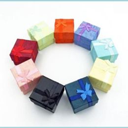 Jewellery Boxes Boxes Packaging Display Jewelrywholesale 50 Pcs /Lot Square Ring Earring Necklace Jewellery Box Gift Present Case Holder S Dhqng