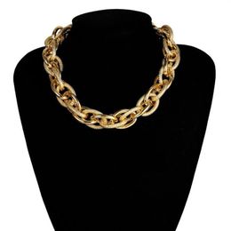 Gold Colour High Quality Punk Lock Choker Necklace Pendant Women Collar Statement Chunky Thick Chain Necklace Steampunk Men171y