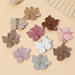 Hair Accessories Baby For Born Toddler Kids Girl Boy Hairpin Exquisite Leather Bow Clip Cute Solid Colour Accessorie