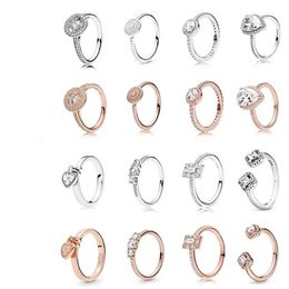 Cluster Rings High-quality 925 Silver Rose Gold Love Knot Charm Fairy-tale Light Heart-shaped Padlock Ring Original Jewelry For230B