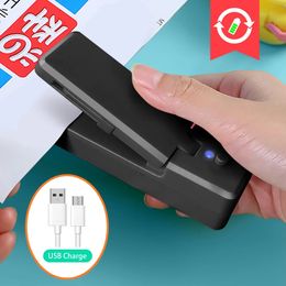 Food Storage Organization Sets Mini Bag Sealer 2in1 Portable Heat Sealers Rechargeable Handheld Vacuum Cutter for Plastic 231216