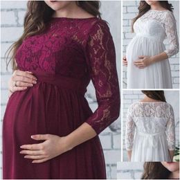 Maternity Dresses Women Baby Shower Dress Pography Props Pregnancy Clothes Lace Maxi Gown For Po Shoot Drop Delivery Kids Supplies Clo Dhpuo