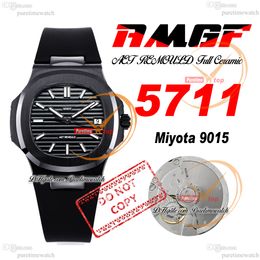 AMGF AET 5711 Miyota 9015 Automatic Mens Watch 40mm Ceramic Case Black Textured Dial Rubber Strap Super Edition Watches Reloj Hombre Puretime D4