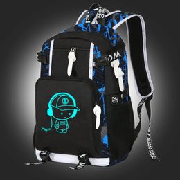 School Bags Nightglow printed fashionable backpack for female junior high school and elementary school students' backpack 231204