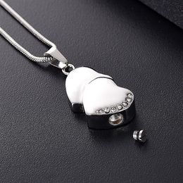 LKJ12447 Silver Tone Heart Cremation Pendant Men Women Ashes Holder Memorial Urn Necklace with Funnel & Gift Box280r