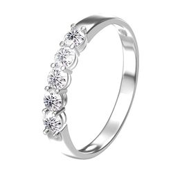 AEAW 14k White Gold 0 1ct m Total 0 5ctw DF Round Cut Engagement&Wedding Lab Grown Diamond Band Ring for Women 220228242a